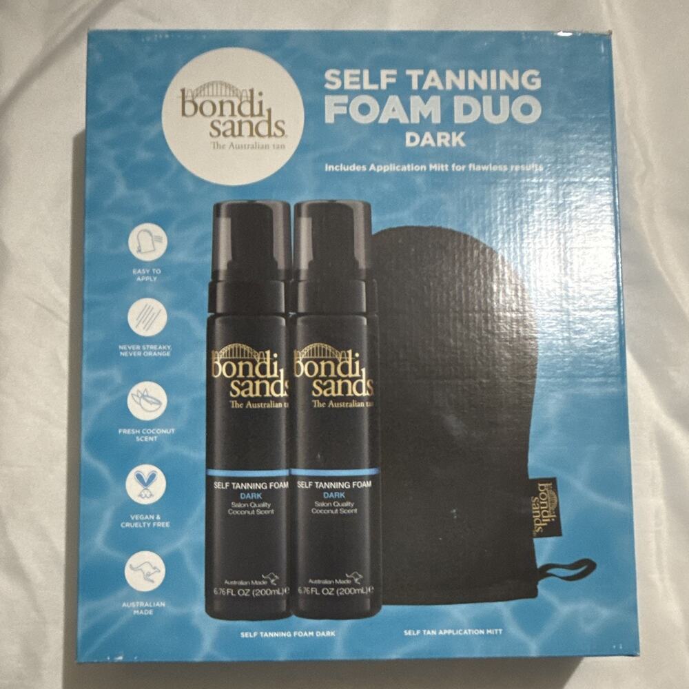 Bondi Sands Dark Self-Tanning Foam Duo w/ Application Mitt Vegan 3-Piece Set